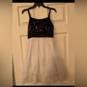 Justice Dress size 14 NWT!  Black sequin white tulle